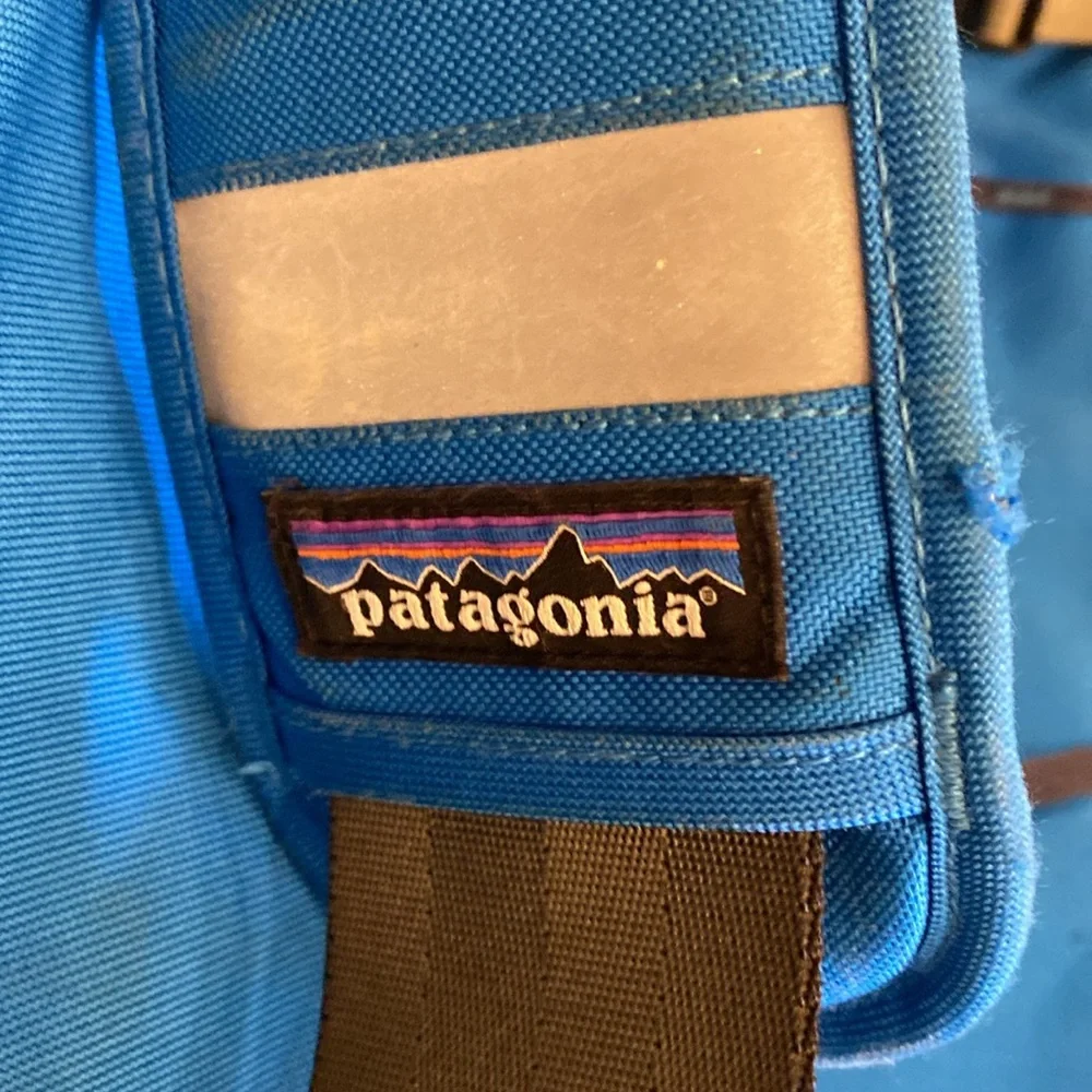Patagonia Blue Messenger Bag with Reflective Accent